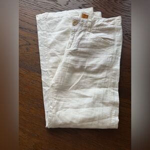 Anthropologie Pilcro Wide Leg Cotton Linen Blend Pants Cream Off White 8